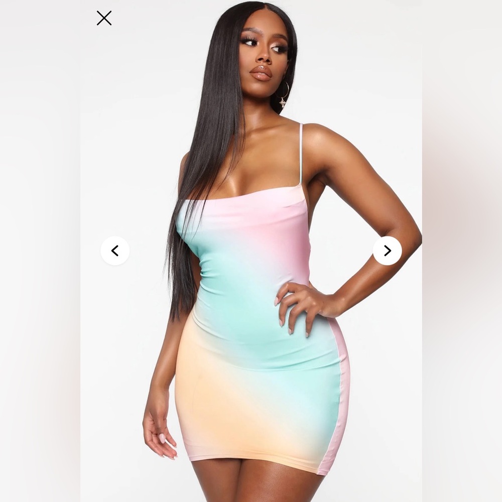 Fashion Nova Pastel Gradient Tie Dye Bodycon Dress